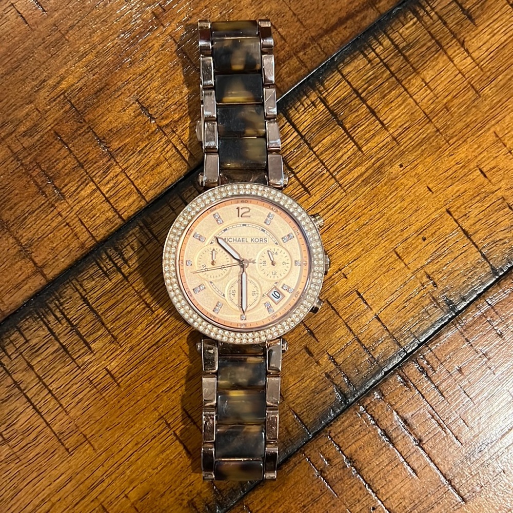 Michael Kors watch- fully functional!  White gold finish. Stainless steel.